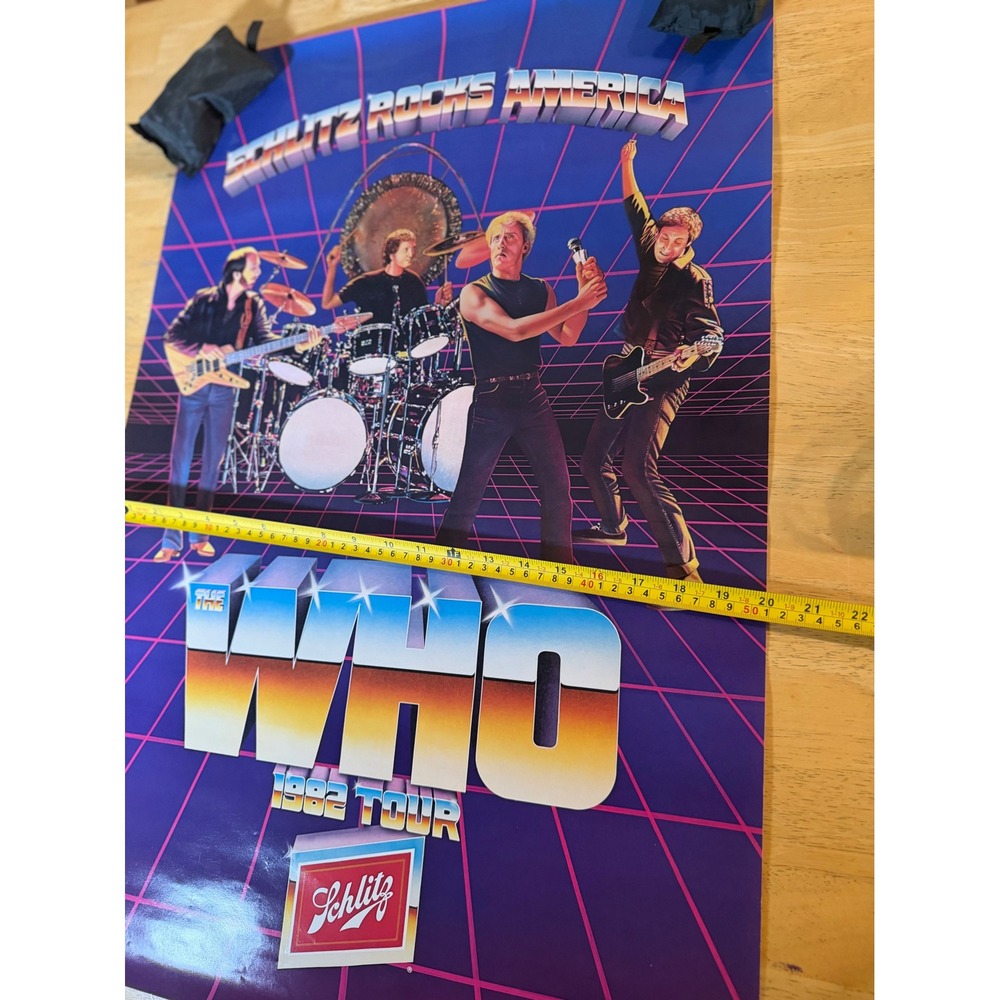 Vintage 1982 The Who Tour Poster Schlitz Rocks America Rock Band 20x30 Man Cave - Picture 9 of 9